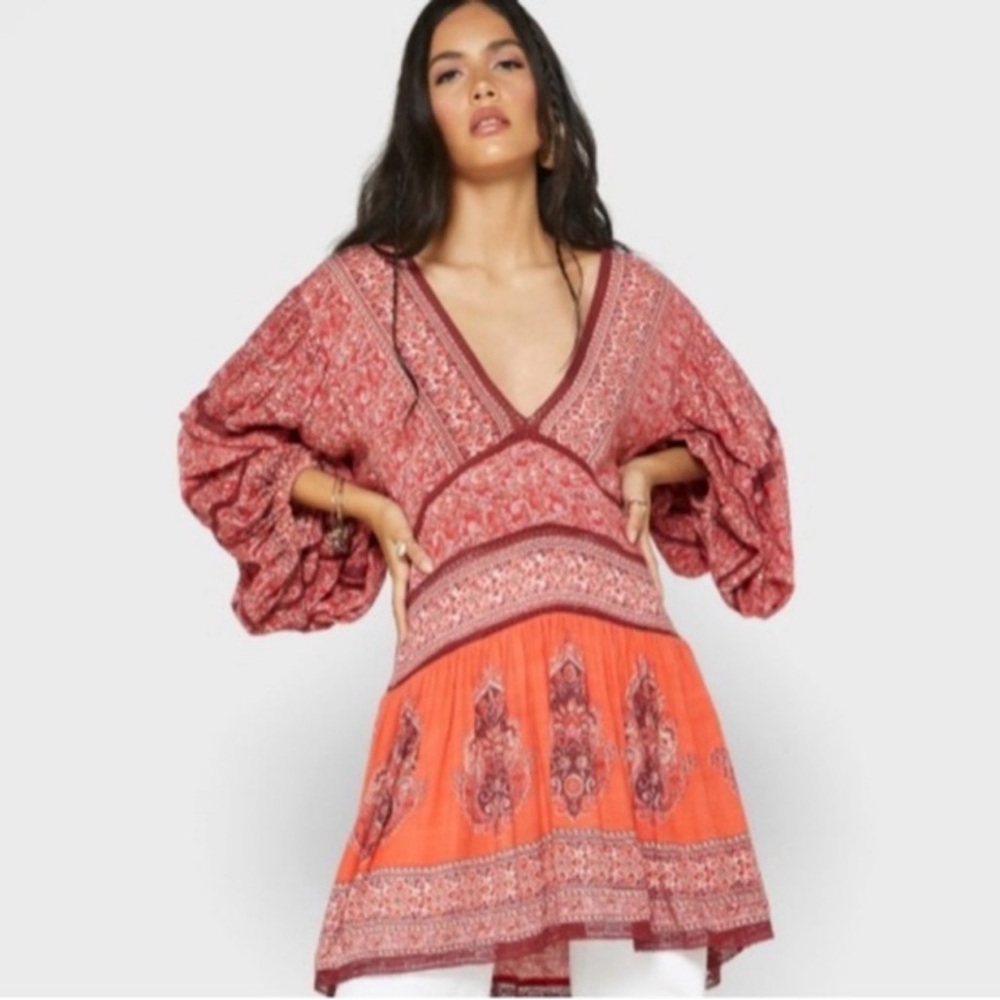 Free People Luna Scarf Print Tunic Dress